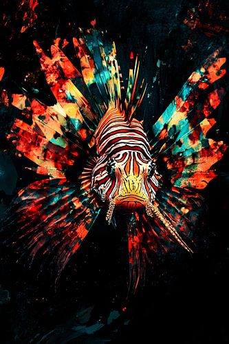 Poisson-lion en couleurs néon