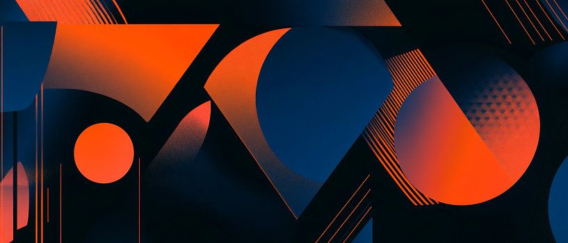 Abstrakte Formen in Orange und Blau von Poster Art Shop
