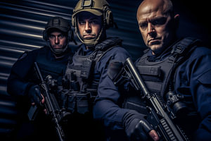 Ein Sondereinsatzkommando ist während eines Verbrechens im Einsatz