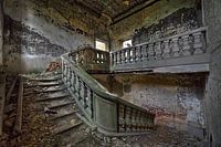Urbex abandoned castle stairs in heavy decay.