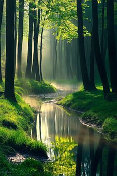 Betoverende bosrivier van Poster Art Shop
