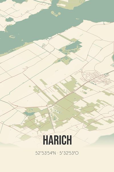 Alte Karte von Harich (Fryslan) von Ortsdrucke