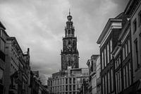 Zwart wit foto van de Martinikerk in Groningen