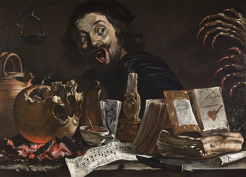 Zelfportret met magische scène, Pieter van Laer