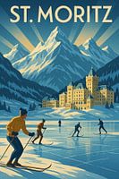 St. Moritz Winter Eleganz Art Deco Poster