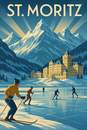 St. Moritz Winter Eleganz Art Deco Poster von Travel Shop
