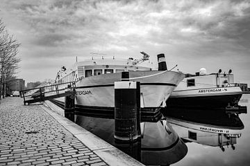 Ships on the Spaarne (black and white) by SuparDisign
