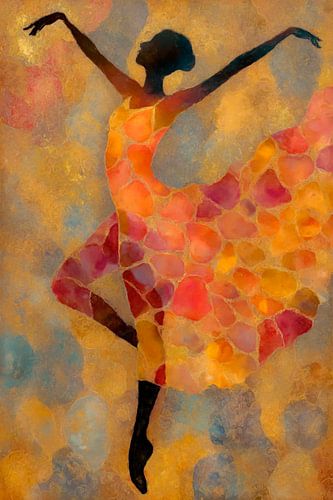 Tanzende Frau in Rot und Gold von Whale & Sons