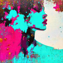 Modernes Porträt Rosa von Wunderbare Kunst