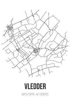 Vledder (Drenthe) | Landkaart | Zwart-wit van MijnStadsPoster
