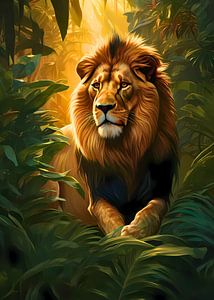 Lion majestueux dans la jungle
