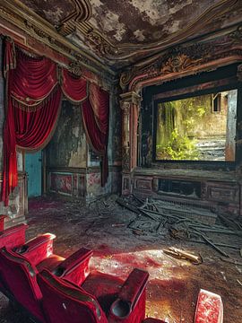 Lost Place theater landhuis rood fluwelen gordijnen nobel verval van gm_designs