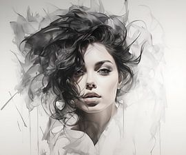 peinture abstraite à l'aquarelle d'un visage féminin