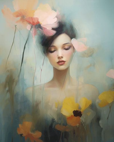 Poëtisch portret in pastelkleuren