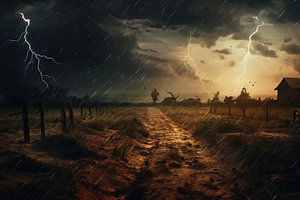 Dramatische Landschaft im Sturm