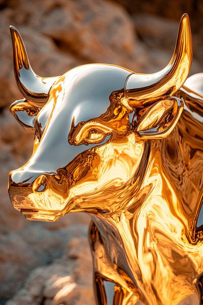 Golden bull statue - Shiny and modern by Poster Art Shop