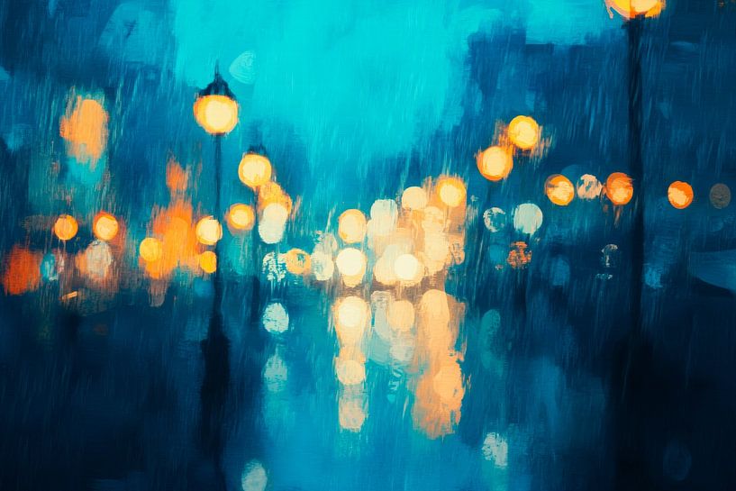 Rainy city lighting - atmospheric by Poster Art Shop