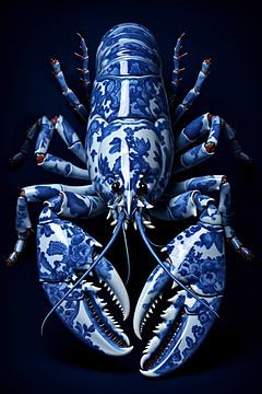 Lobster Luxe - Delfts Blauwe Elegante Kreeft van Marianne Ottemann - OTTI