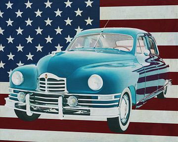 Packard Eight Sedan 1948 mit der Flagge der U.S.A. von Jan Keteleer