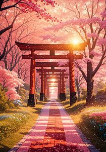 Porte Torii japonaise Fleur de cerisier Sakura Japon