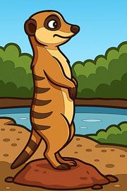 Ein wachsamer Erdmännchen auf der Lauer von Jose Lok