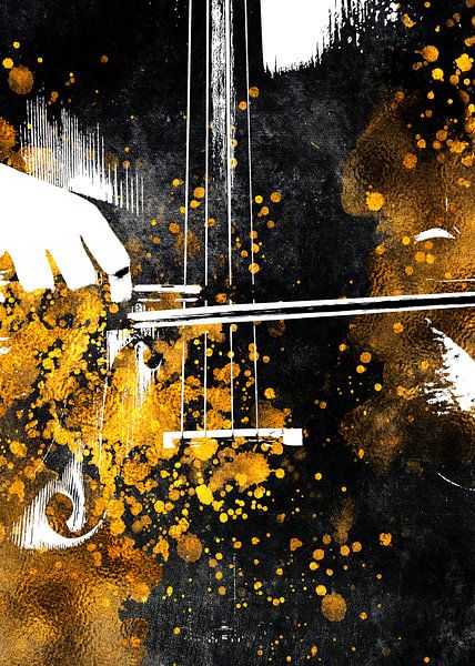 Violoncello 3 music art gold and black #violoncello #music by JBJart Justyna Jaszke