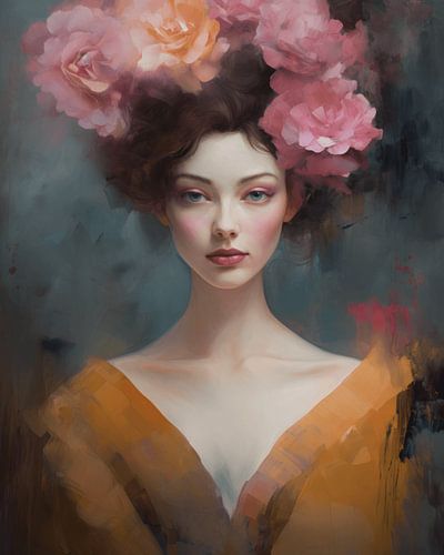 Modern portret in zachte kleuren