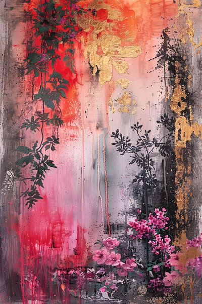 Levendige abstracte bloemen en planten compositie van Art & Soul Creations