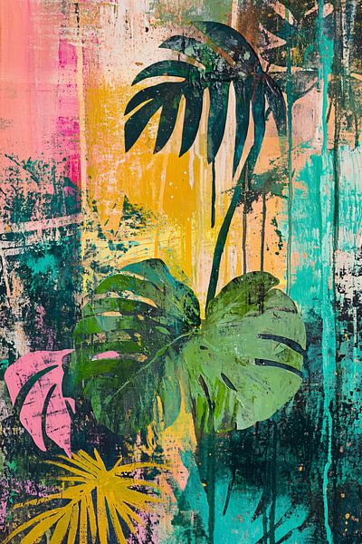 Tropische bladeren op kleurrijke achtergrond van Art & Soul Creations