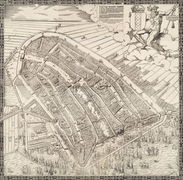 Map of Amsterdam, 1544, Cornelis Jacobsz. Drebbel by Masterful Masters