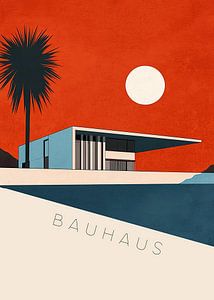 Bauhaus Architektur Haus Rot Mond