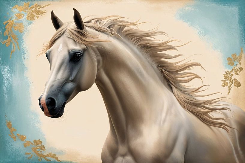 Portrait de cheval élégant avec détails dorés par Art & Soul Creations