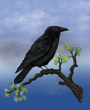 Corbeau sur une branche Peinture numérique