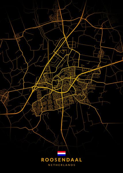 Roosendaal Stadsplattegrond Modern Zwartgoud van Kenda Maruyama