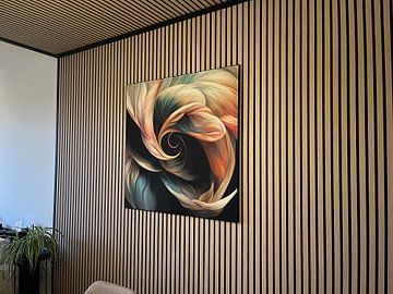 Klantfoto: "Dansen met kleur", abstract botanisch schilderij van Studio Allee