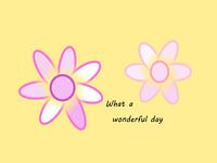 Two pink flowers on a yellow background