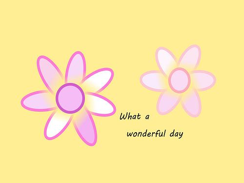 Two pink flowers on a yellow background