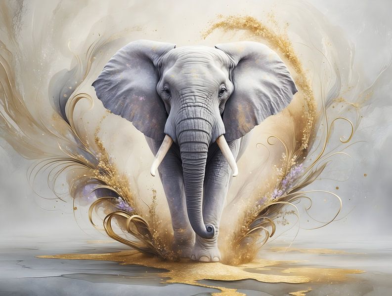 ✨ &quot;Golden Wisdom - The Majestic Elephant&amp;quot ; ✨ par Manuela Dekkers