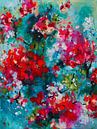 Ikigai - abstract schilderij met losse stijl rode bloemen van Qeimoy thumbnail