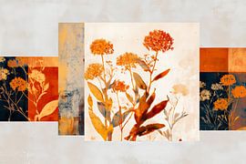 Botanisches Triptychon in warmen Farbtönen