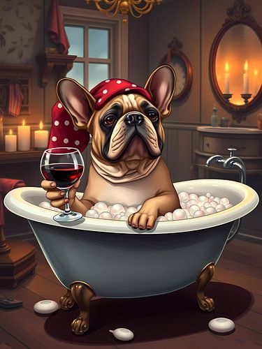 Schattige Franse bulldog in bad