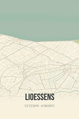 Alte Karte von Lioessens (Fryslan)