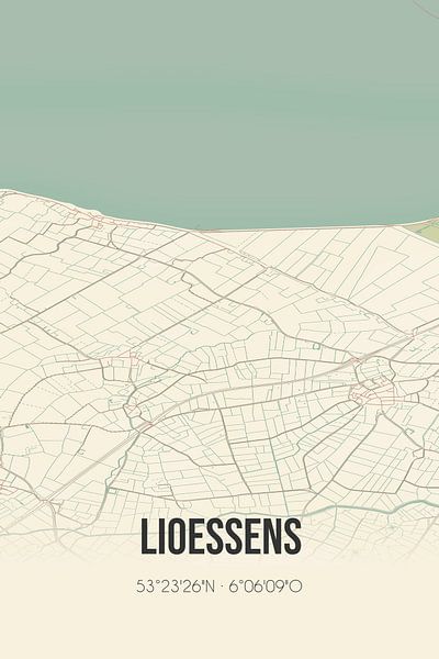 Carte ancienne de Lioessens (Fryslan) par Affiches de lieux