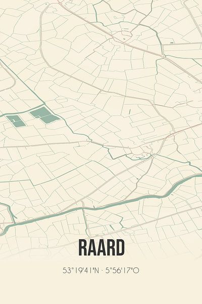 Carte ancienne de Raard (Fryslan) par Affiches de lieux