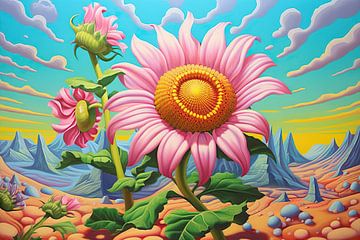 Zonnebloem | Flora in Volmaaktheid | expressionisme, zonnebloemen. van Studio Blikvangers