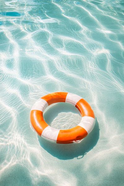 Reddingsboei in helder water van Poster Art Shop