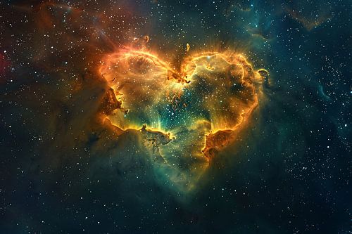 Nébuleuse en forme de cœur entourée d'étoiles