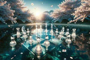 Schachspiel im Zen-Garten – Ein Moment der Ruhe