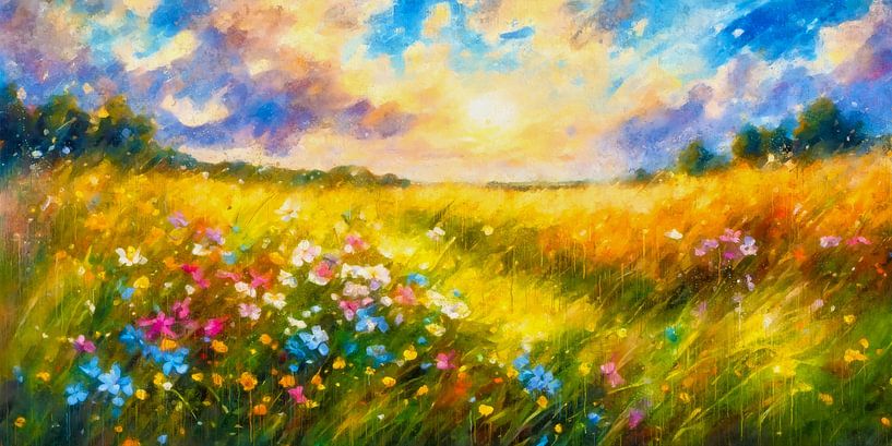 Fleurs sauvages sous un soleil printanier par Arjen Roos