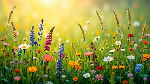 Weidebloemen in het licht